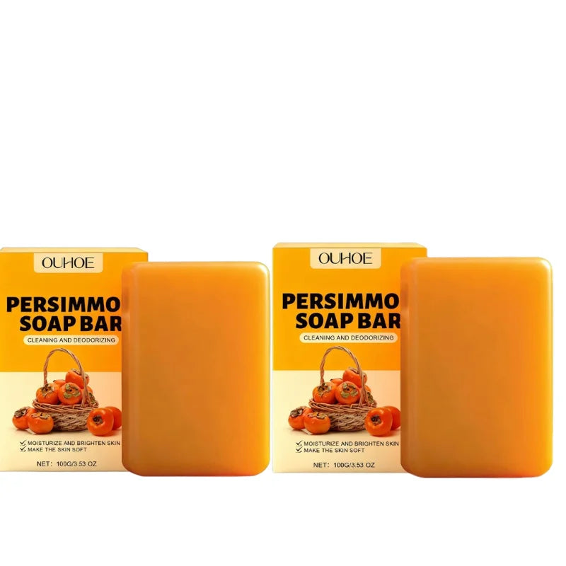 Persimmon Fruity Aroma Honey Bath Soap Bar,Reduce Mature Skin Elderly Odor,Face Body Gentle Cleansing Refreshing Moisturizing Oasis Select Persimmon soap 2pcs