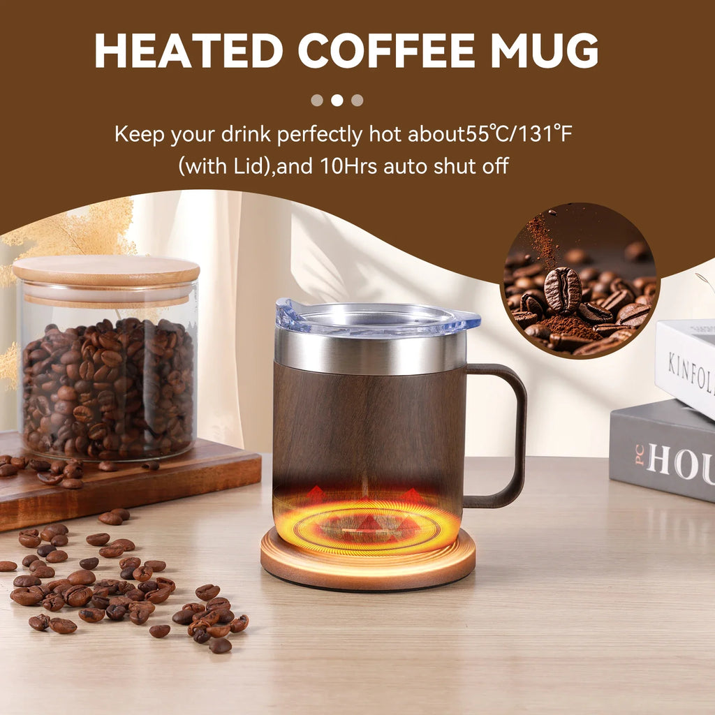 Self-Heating Coffee Mug Smart USB Warmer with 55°C (131°F) Thermostat Double Layer Food Grade Cup Warmer for Office/Home/Gifts Oasis Select
