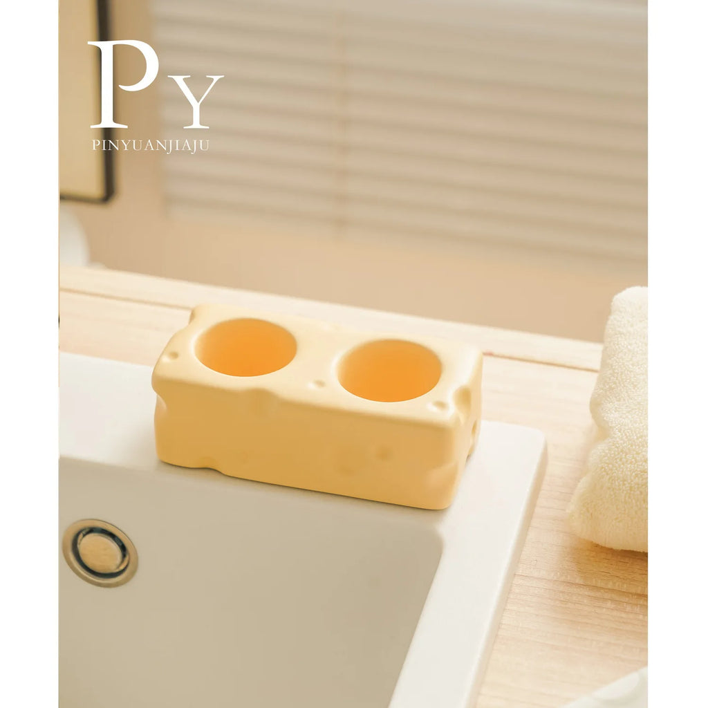 Ceramic Cheese Soap Box Draining Creative Home Daily Toilet Bathroom Washstand Light Luxury High-grade Soap Box Oasis Select Toothbrush holder 2