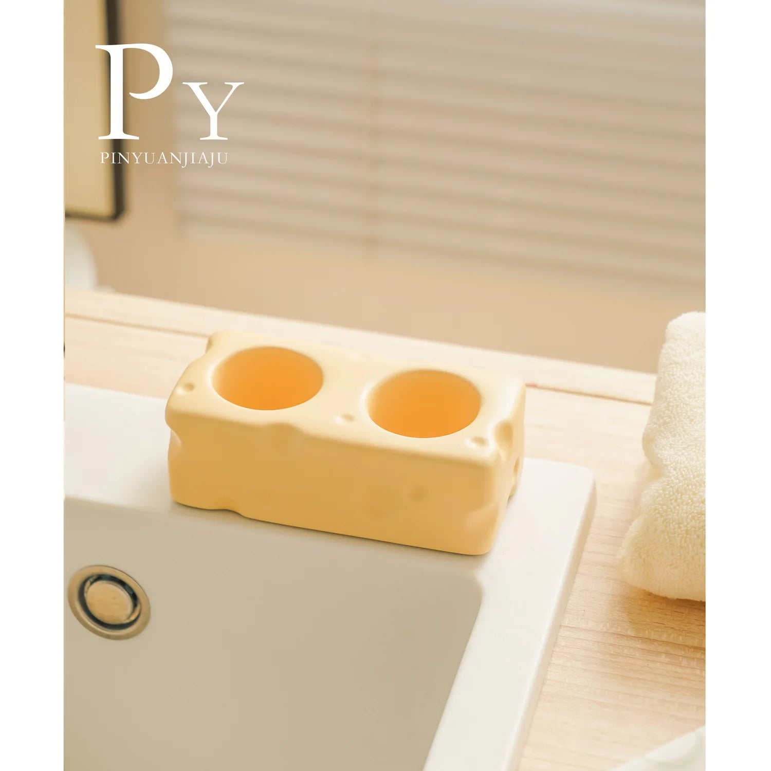 Ceramic Cheese Soap Box Draining Creative Home Daily Toilet Bathroom Washstand Light Luxury High-grade Soap Box Oasis Select Toothbrush holder 2