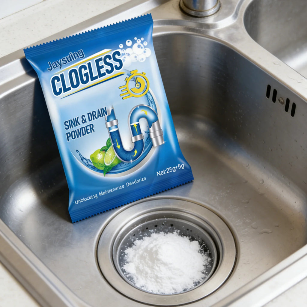 Jaysuing Drain Cleaner Powder Effective Decomposition Powerful Cleaning Deodorize Maintenance Gentle Formula Sink Drain Powder Oasis Select