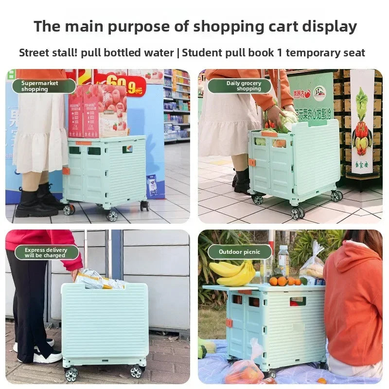 Multi-functional Shopping cart trolley upgraded magnetic box cover retractable folding trolley Oasis Select