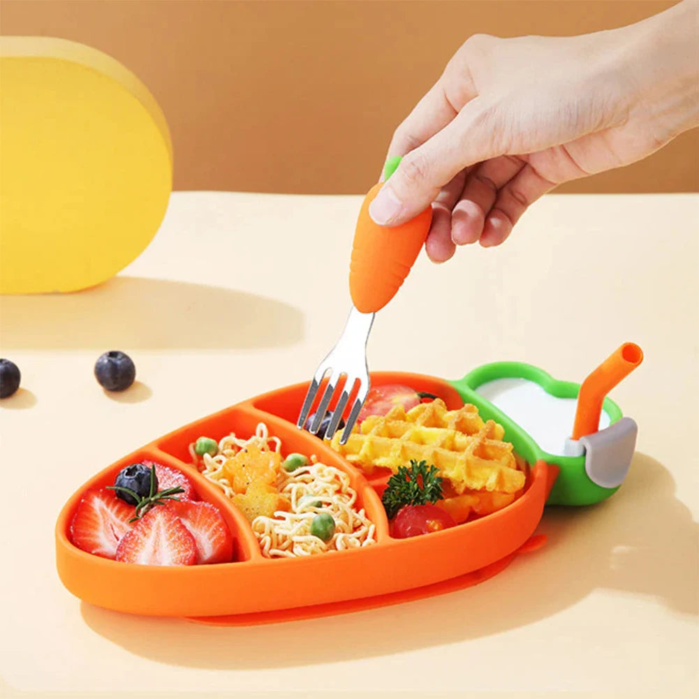 Cartoon Silicone Baby Feeding Set – 5-Piece BPA-Free Weaning Kit