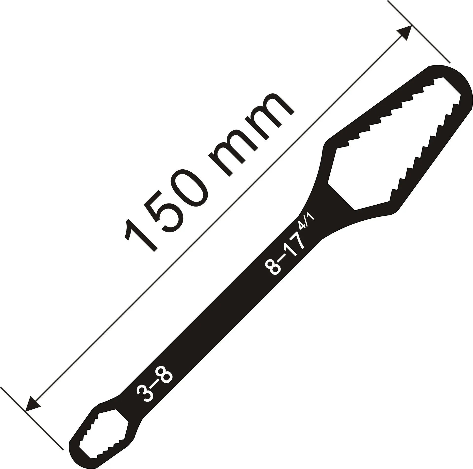 JUSTINLAU Adjustable Multi Functional Wrench Double Headed Multi Functiona Universal Wrench Maintenance Manual Tool 3-17mm8-22mm Oasis Select Black-150mm