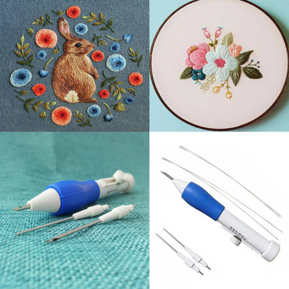 Magic Embroidery Pen Embroidery Needle Weaving Tool Fancy Silica Gel 1Embroidery Pen+4Needles For Embroidery Free Shipping Items Oasis Select