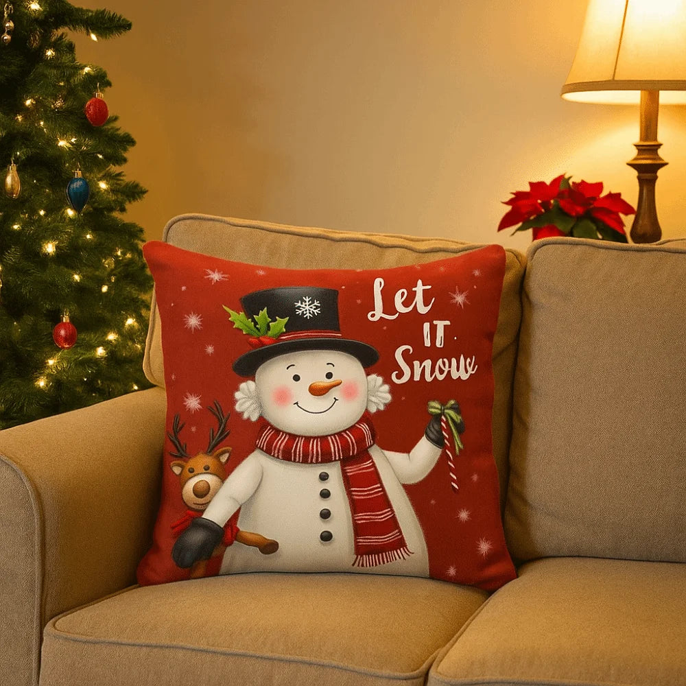 Christmas Cushion Cover 45x45cm – Tree & Snowflake Design