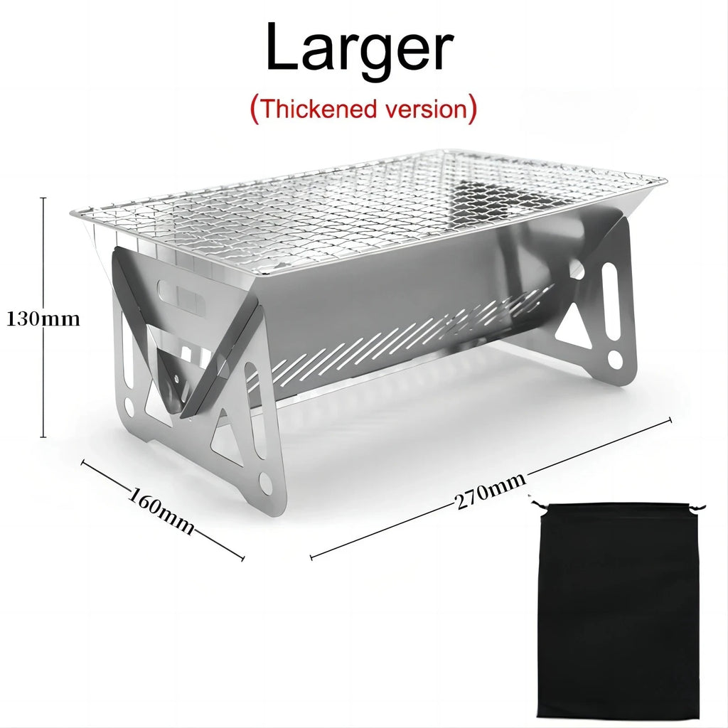 Portable Stainless Steel Camping BBQ Grill Rack & Firewood Stove Camping BBQ Grill Oasis Select Larger