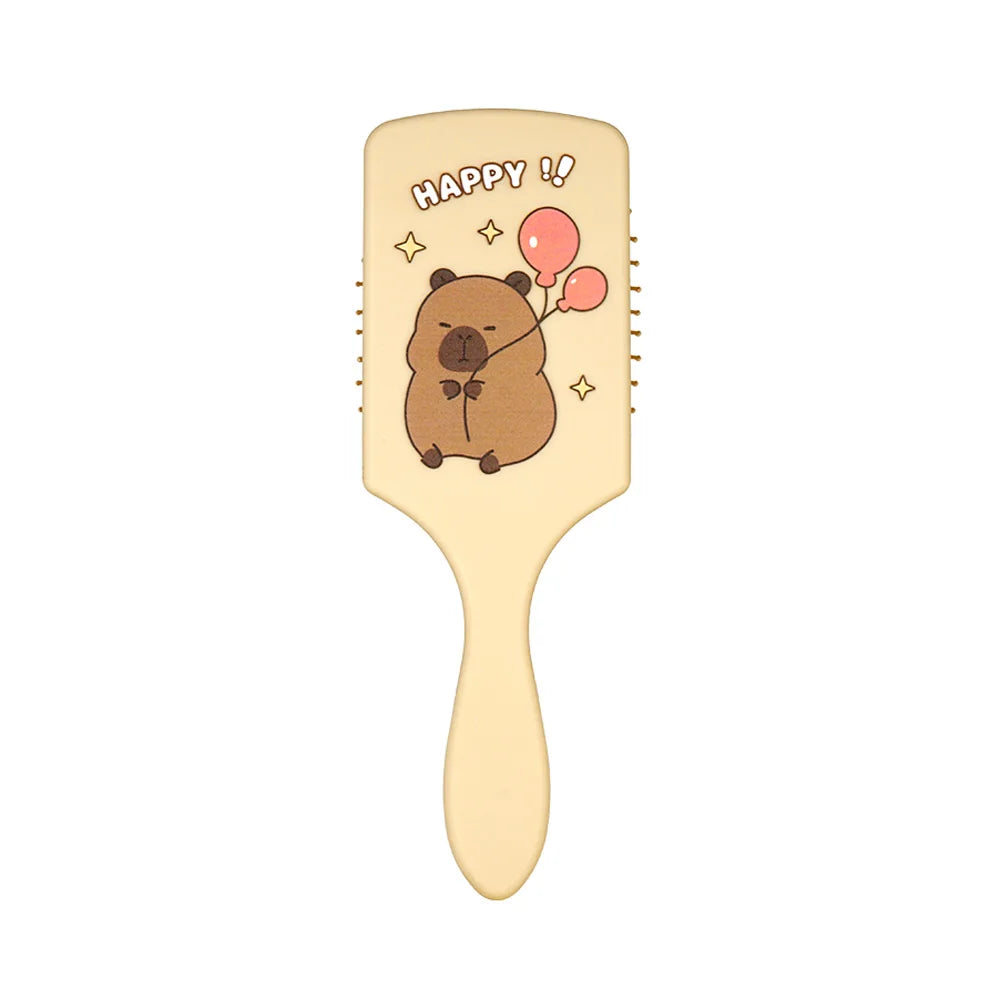Cute Cartoon Capybara Air Cushion Hair Brush - Happy Balloons & Stars Design, Portable Daily Hair Care Comb Oasis Select UV3887-10-A-02