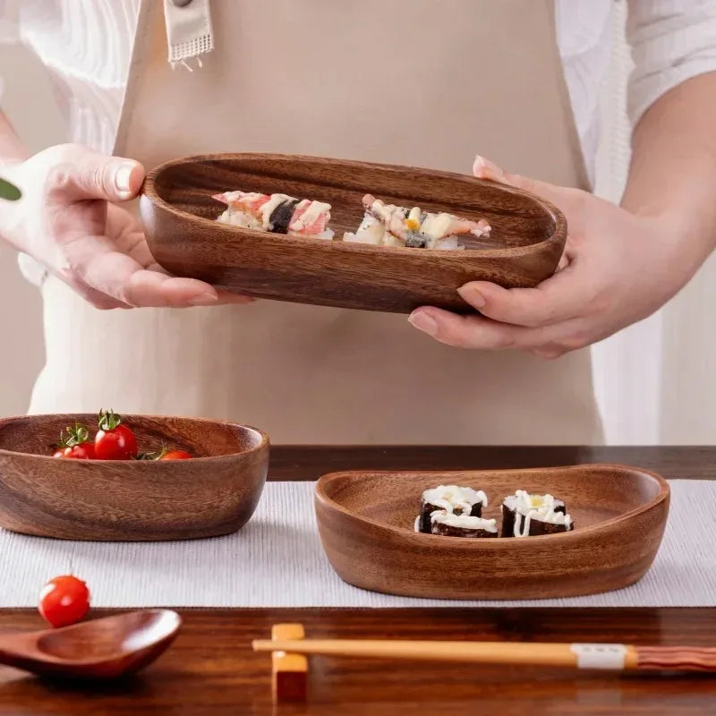 Walnut Wood Boat-Shaped Serving Bowl – Fruit & Nut Tray Wooden Serving Bowl Oasis Select