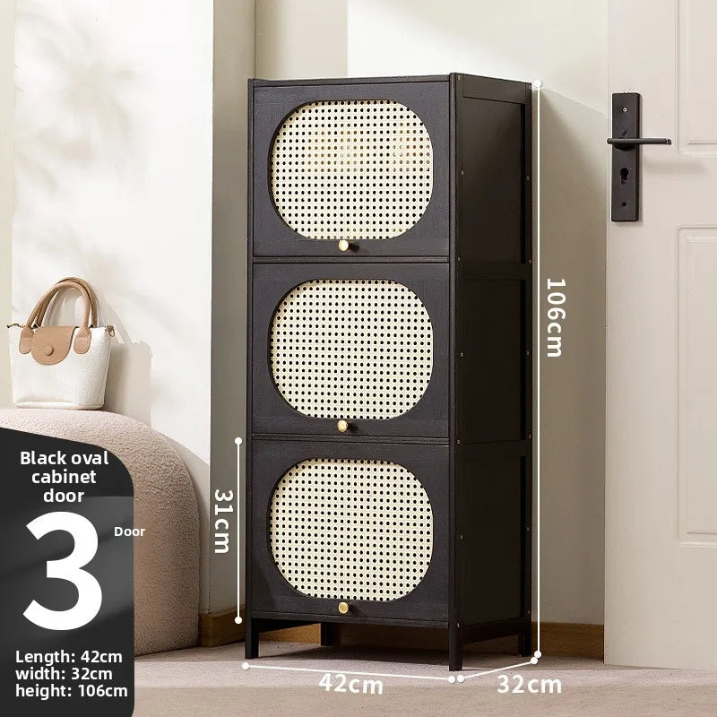 Household entrance shoe cabinet large capacity simple narrow multi-layer vertical small shoe cabinet corridor Oasis Select Black-7 layers