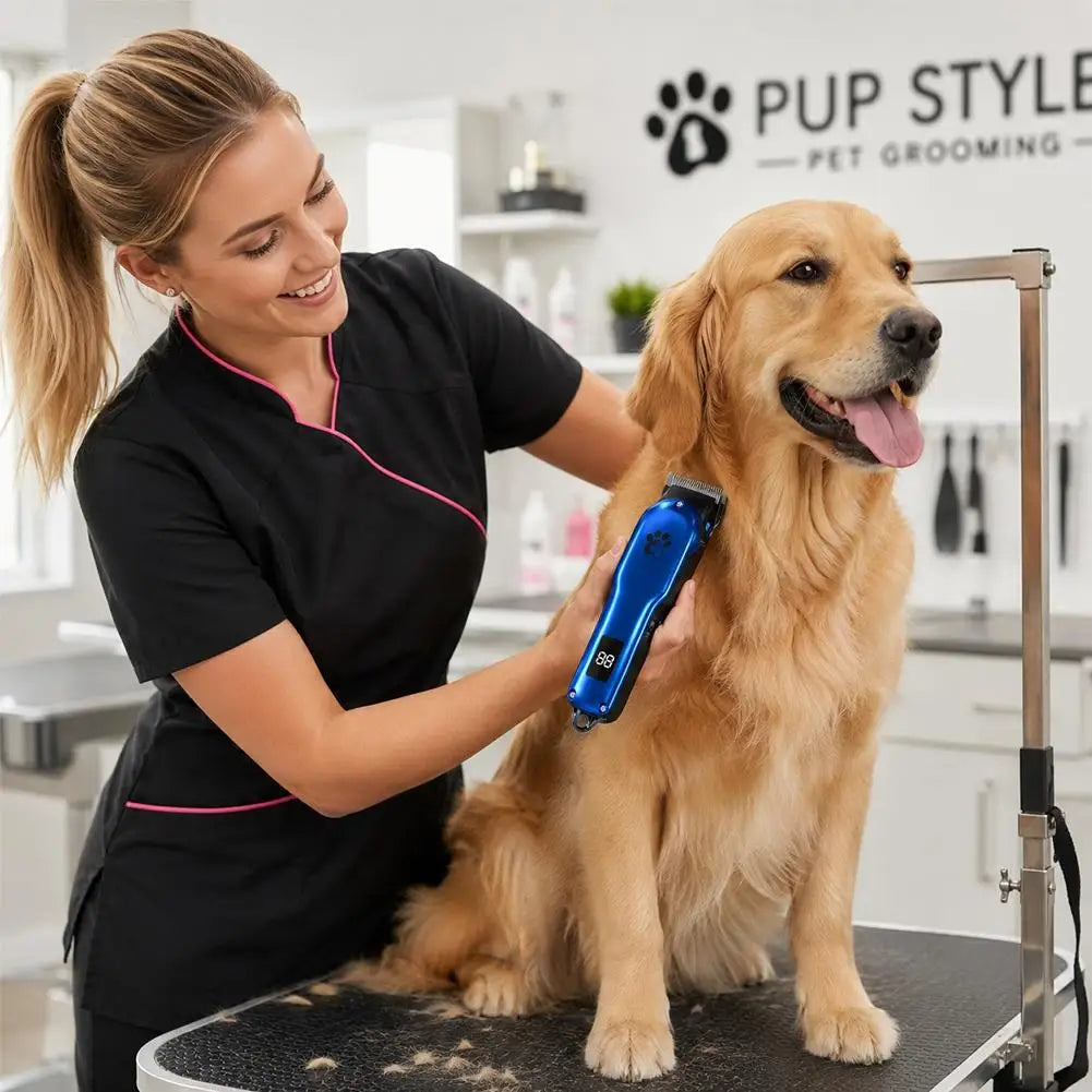 Professional Cordless Electric Dog Cat Hair Clipper - USB Rechargeable, Low Noise, LED Display, Pet Haircut For Small Large Dogs Oasis Select