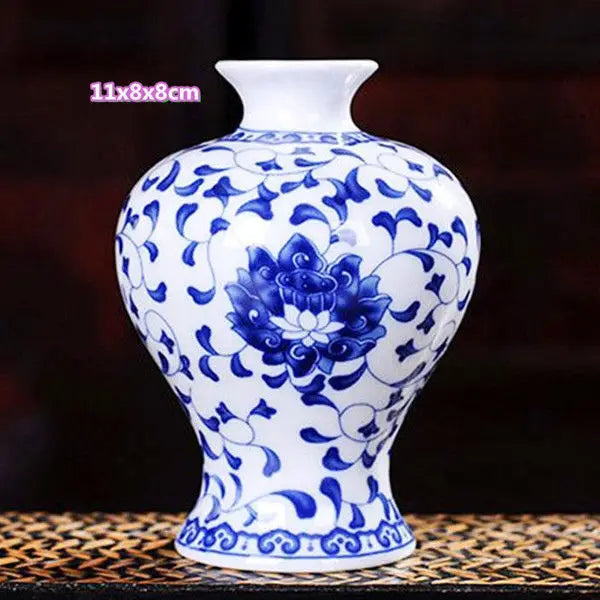 Chinese Table Antique Blue White Porcelain Vase Decoration Crafts
