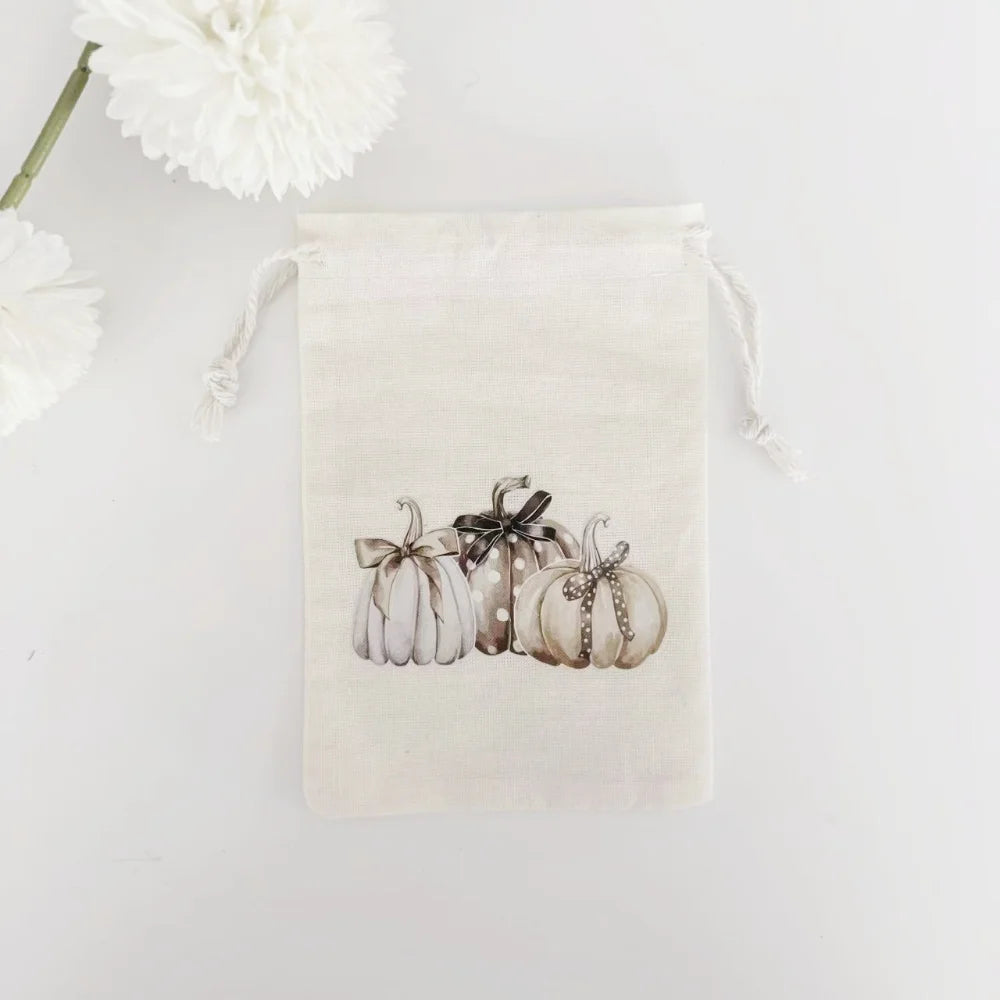 Halloween Ghost Drawstring Candy Bag | Cotton Linen Treat Sack