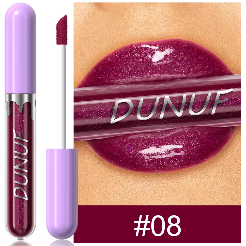 DUNUF Pearl Lip Gloss Moisturizing Lip Gloss Easy Color Lipstick Oasis Select 08