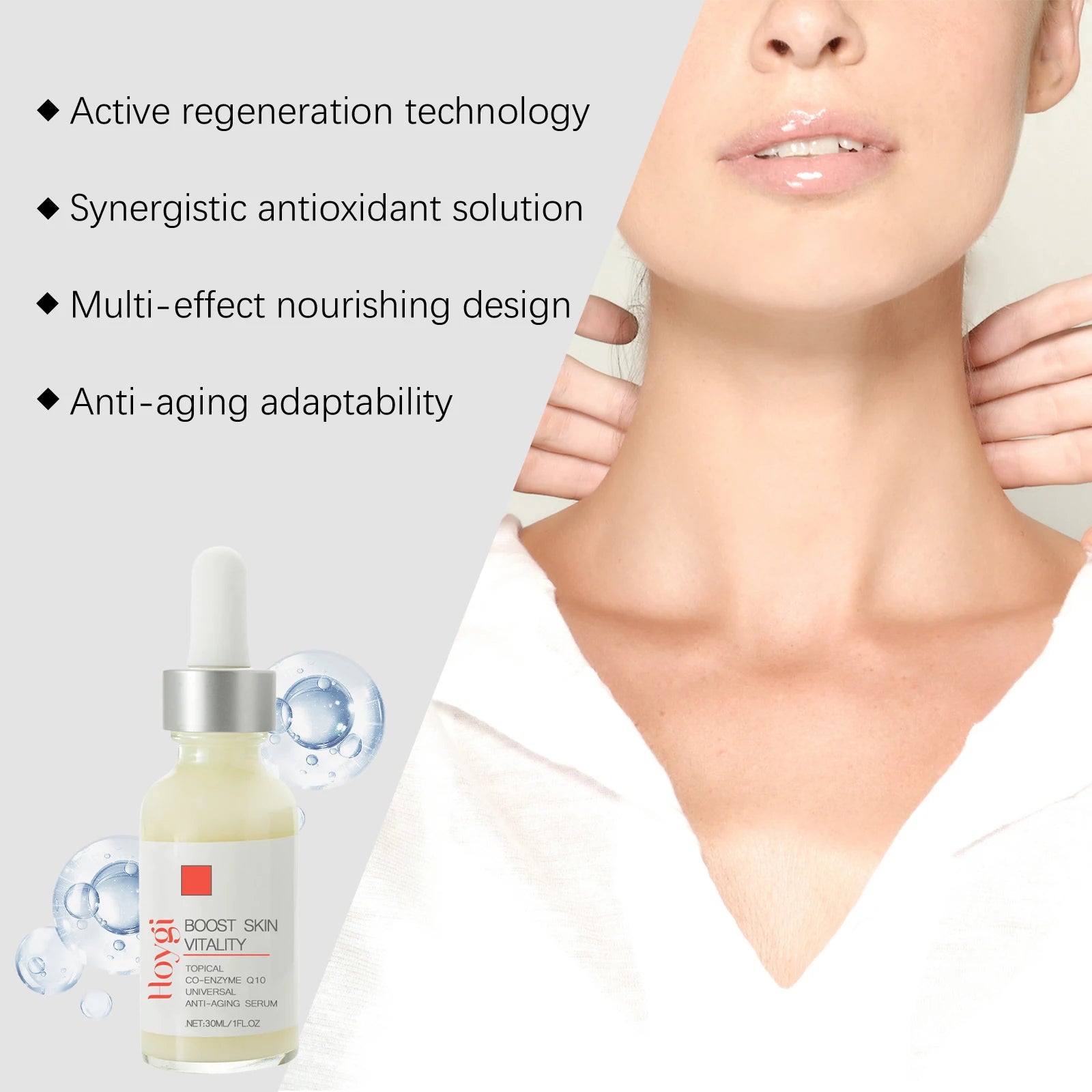 Face & Neck Firming Serum Deep Nourish Fade Fine Lines Lifting Tighten Skin Topical Co-Enzyme Q10 Universal Anti-Aging Serum Oasis Select