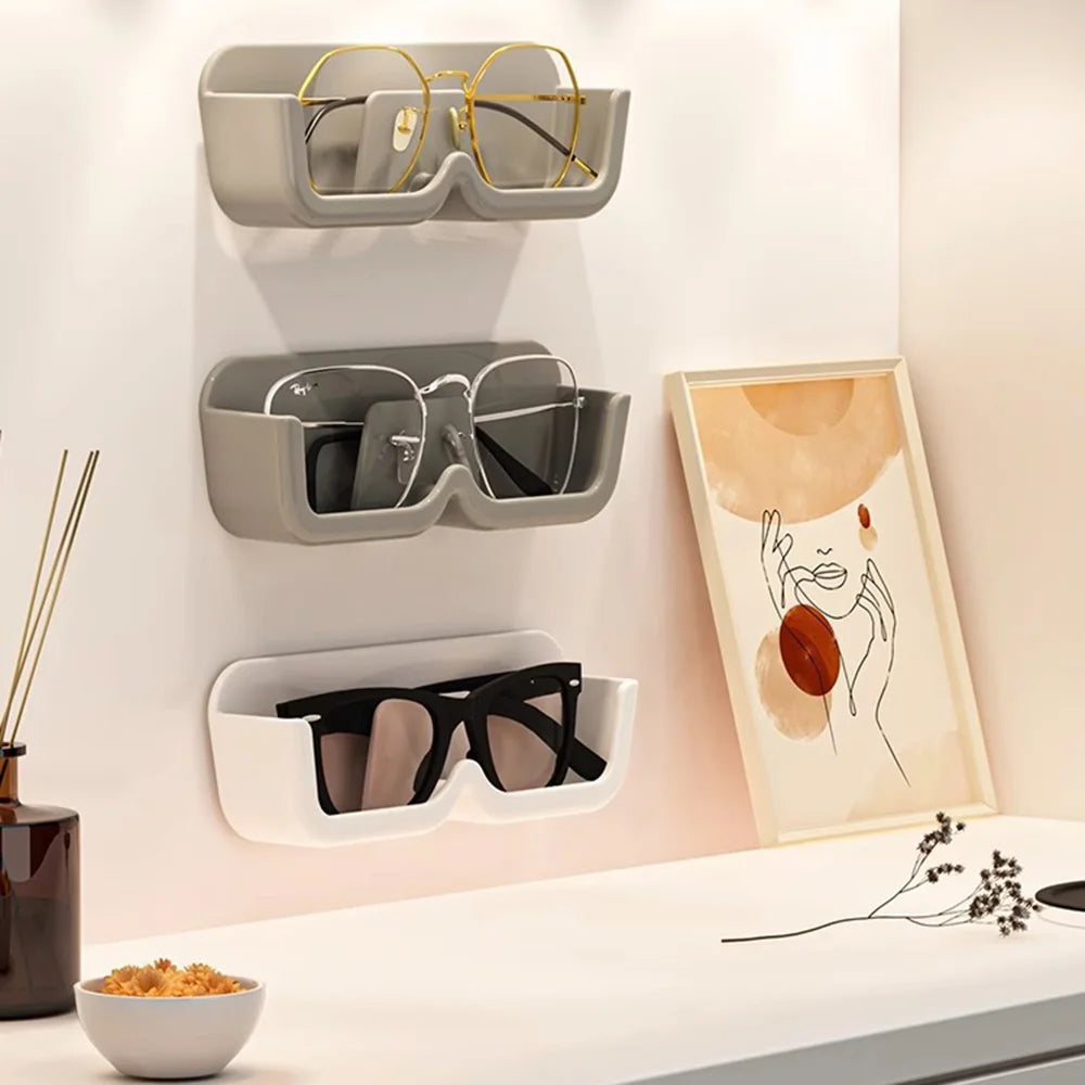 High End Glass Display Cabinet Glasses Storage Box Wall Mounted Perforated Free Sunglasses Storage Rack Sunglass Home Tidying Oasis Select