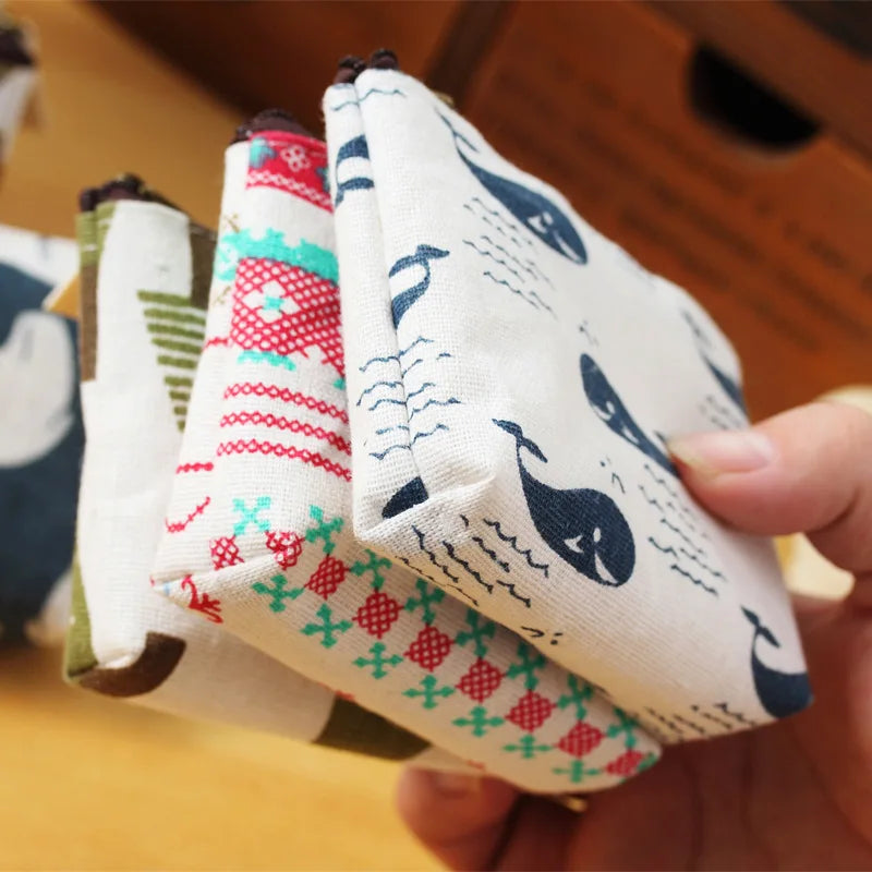 Fashion Flower Pattern Coin Purses Small Fresh Canvas Coin Wallet Lady Girls Earphone Coin Key Money Storage Bag Zipper Pouch Oasis Select