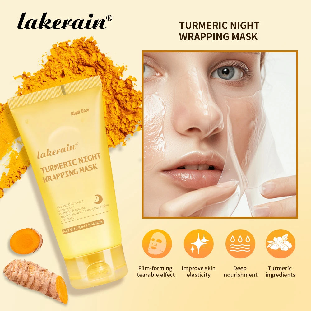 Peelable Effect Turmeric Night Wrapping Mask Smooths Roughness Skin Radiance Elasticity Moisturizing Brightening Face Mask Oasis Select