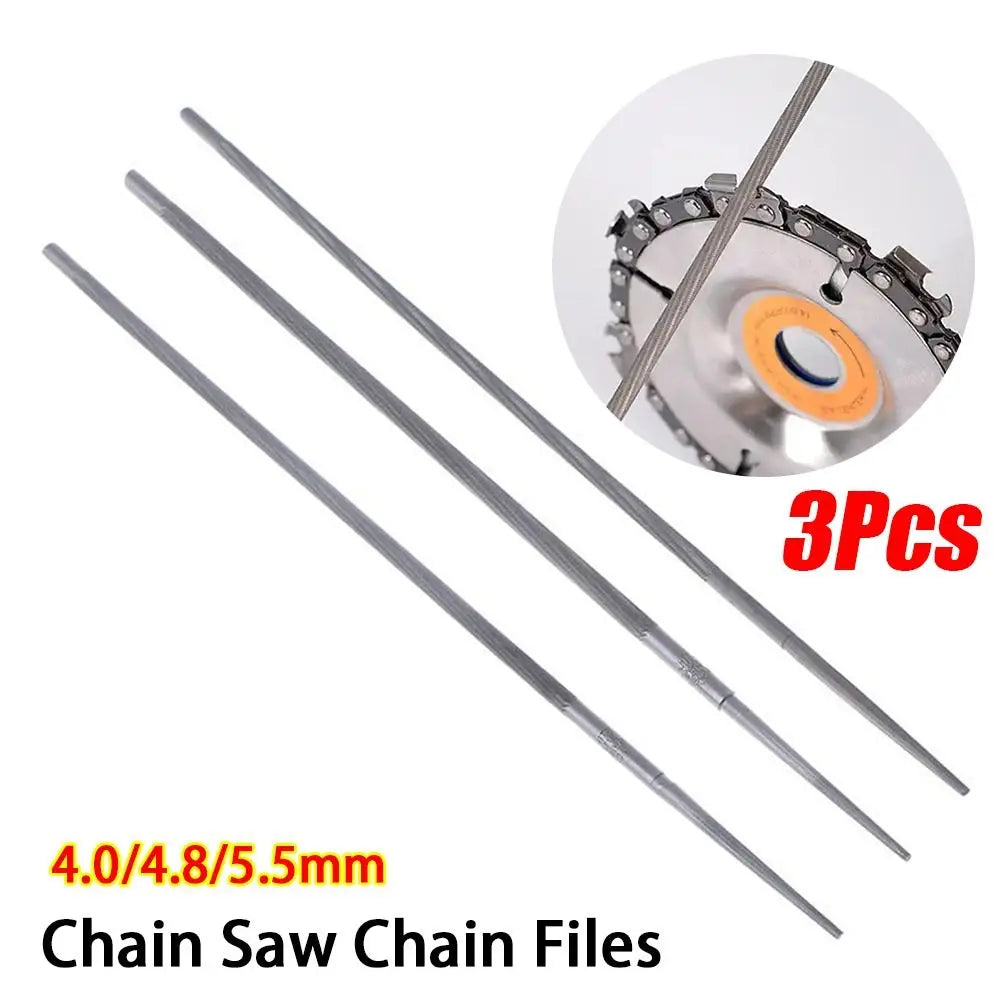 3Pcs Durable 4.0/4.8/5.5mm Chain Saw Chain Files Round Hand Tools Grinding File High Hardness Logging File Grinding Tool Oasis Select