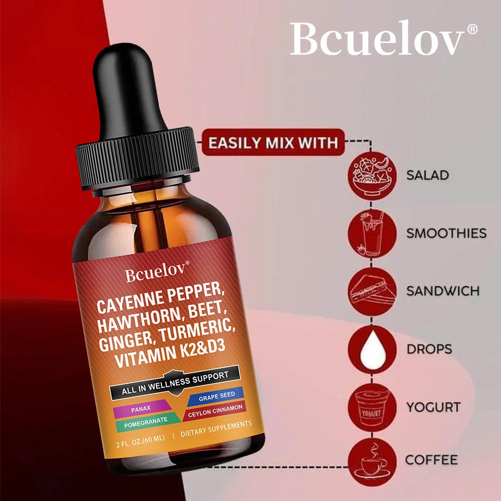 Cayenne Pepper Liquid Drops – D3 K2, Turmeric & Ginseng Blend
