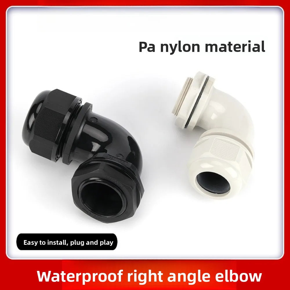 5pcs M12/M16/M20/M25 Nylon Waterproof 90 Degrees Cable Gland Wire Fitting Plastic Range Entry Oasis Select M12x1.5 white 5pcs