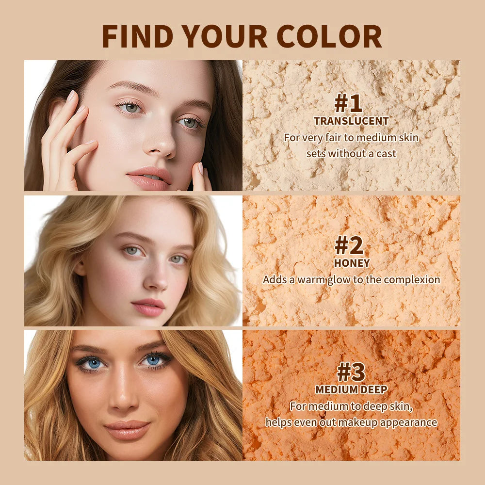 Lakerain Loose Setting Powder & Brush – 24HR Matte Finish