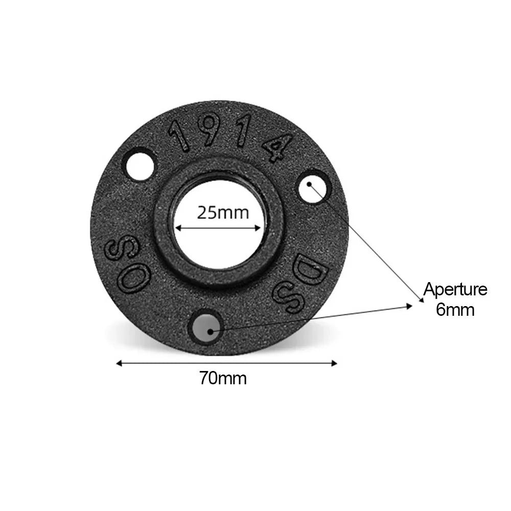New Painted Floor Flange Black With Threaded Hole Iron Pipe Flange Industrial Vintage style Pipe Fittings Home Oasis Select 3 holes 3-4-- 16mm