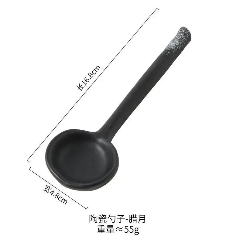 Ceramic Spoon, Soup Spoon Food-grade Spoon Personal Use Spoon Household Eating Spoon Kitchen Tablewear Oasis Select Bamboo Spoon layue