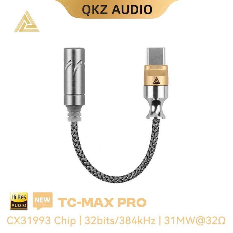 QKZ TC MAX Pro Type C To 3.5mm Audio Adapter Cable CX31993 HiFi DAC Digital Decoding Earphone Amplifier For iPhone15 16/Huawei Oasis Select TC-MAX Pro Gold