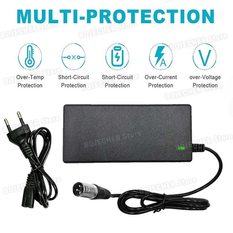 54.6V 2A Lithium Battery Charger With 3 Pin XLR Connector For 48V Lithium Battery AC100-240V Power Supply Adapters EU US Plug Oasis Select