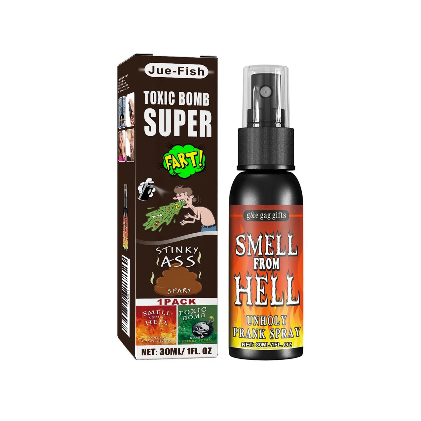 Jue Fish Fart Spray for April Fools' Day Gag Gifts Stinky Effect Funny Tricks Portable Bottle Non Toxic Smells Prank Spray 30ml Oasis Select Red