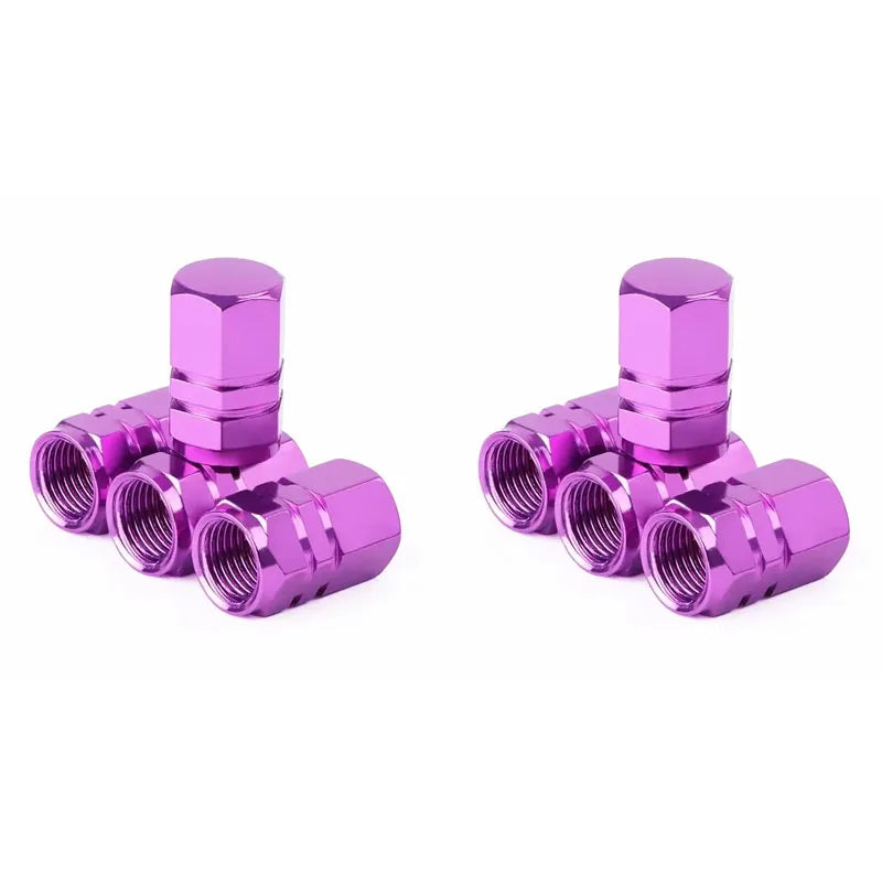 4/8Pcs Universal Premium Aluminum Car Tyre Air Valve Caps Bicycle Tire Valve Cap Car Wheel Styling Red Black Blue Silver Gold Oasis Select purple 8pcs