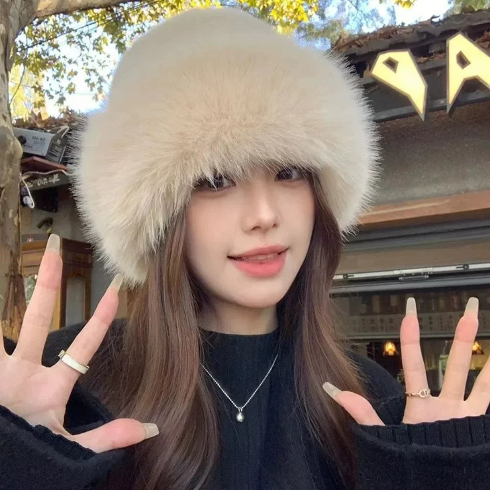 Warm Hat Casual Plush Fluffy Plush Cap Versatile Solid Hat for Holiday Season Thick, Fluffy & Warm with Ear Protection Hat Oasis Select