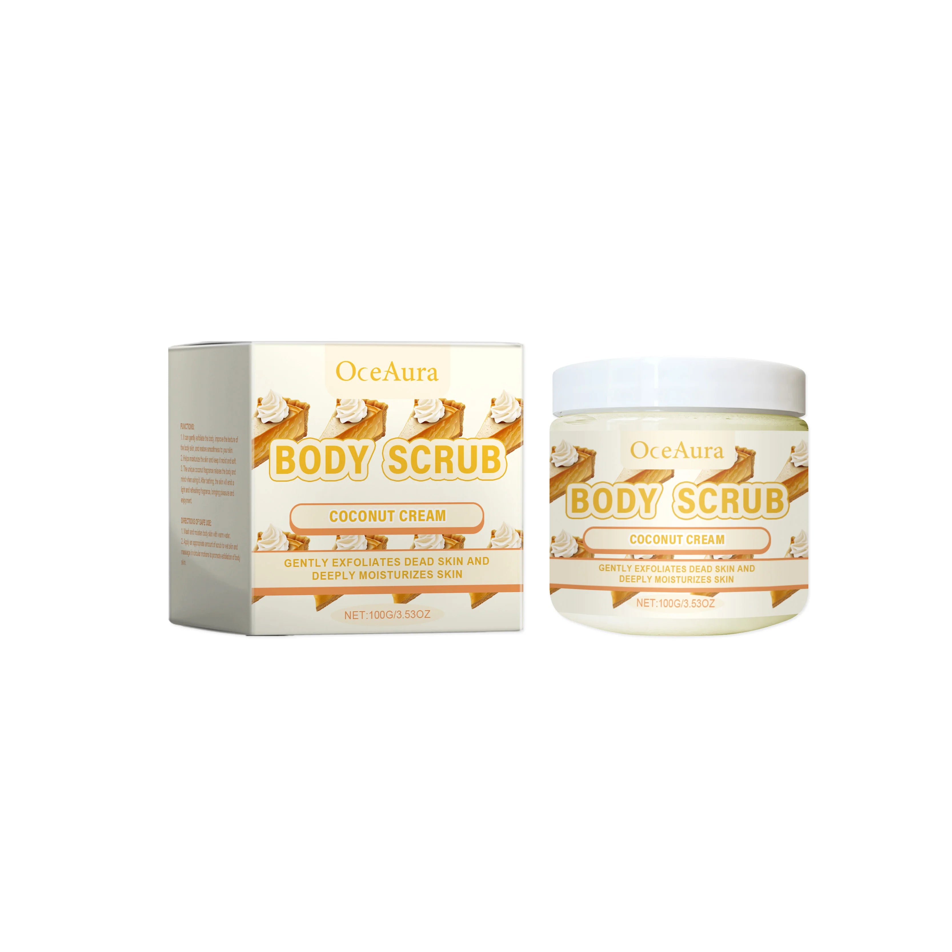 Body Scrub Cream for Bath Shower Deep Cleaning Whitening Exfoliating Removal Melanin Repair Brighten Moisturizing No Tight Oasis Select Coconut cream