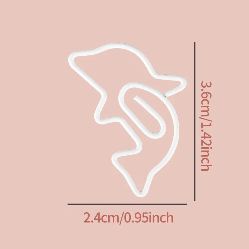 30pcs Colorful Dolphin Bookmark Paper Clips Cute Animal School Office Supply Metal Gift Stationery Decorative Photo Lovely Oasis Select