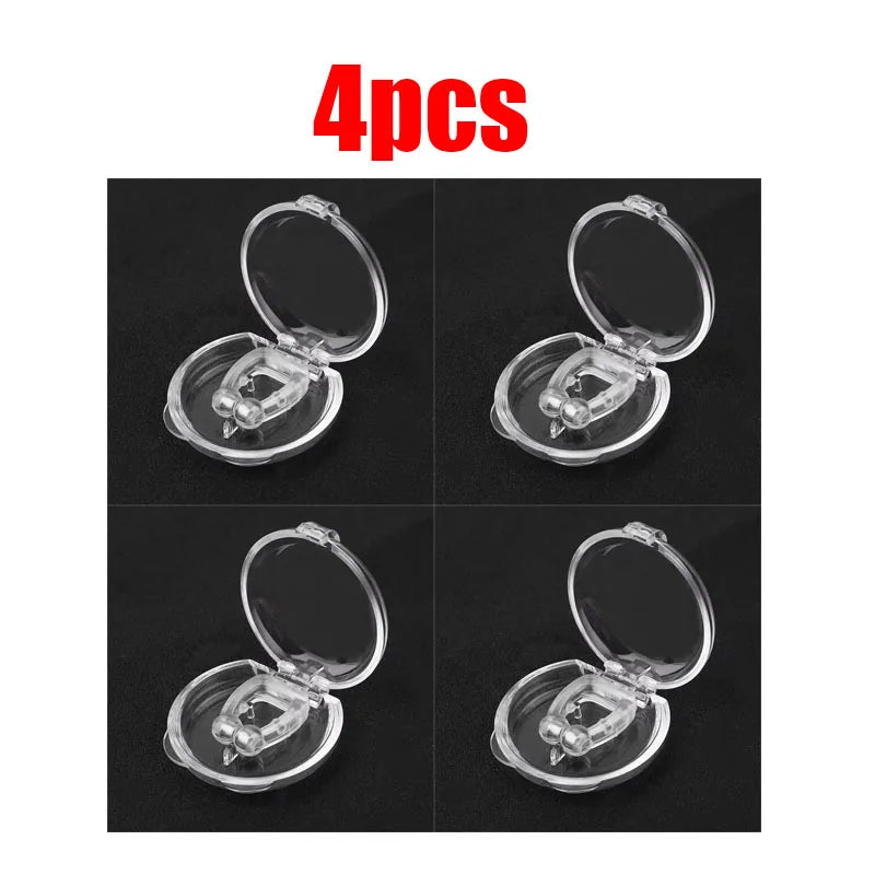 2/8/12pcs Portable Silicone Anti Snoring Device Nose Clip Magnetic Sleep Tray Sleeping Aid Improve Sleeping Breathe Apnea Guard Oasis Select 4pcs