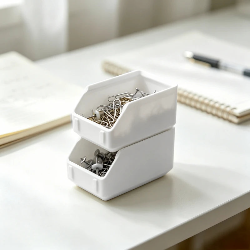 Stackable Slant Small Parts Storage Boxes Hardware Organizer Tray Craft Bead Pin Screw Container Home Office Desktop DIY Storage Oasis Select
