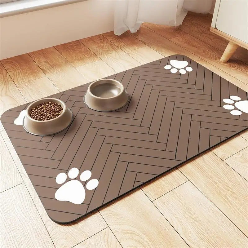 Pet Feeding Mat-Absorbent Pet Placemat For Food And Water Bowl With Waterproof Rubber Backing Quick Dry Water Mat For Dog Cat Oasis Select Brown