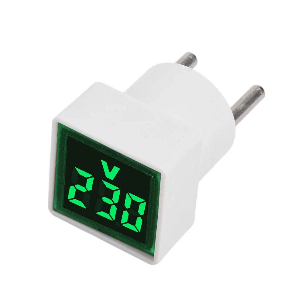 Mini Square Voltmeter AC 50V-500V Digital Voltage Tester Monitor LED Display Voltmeter Indicator Light Electrical Instruments Oasis Select Green light