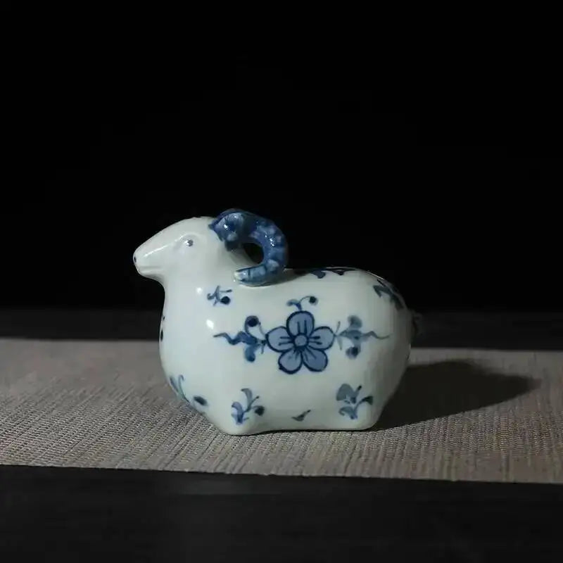 Blue And White Twelve Zodiac Small Decorations Study Calligraphy Water Drops Pot Hand Painted Ceramic Desktop Decorations Oasis Select Sheep