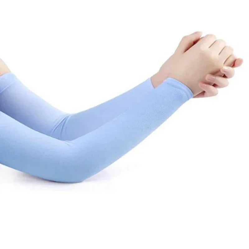 1/2pair Ice Silk Sun Protection Cuffs Gloves Sun Protection UV Protection Hand Protection Cover Anti Slip Summer Outdoor Cycling Oasis Select blue-1pair