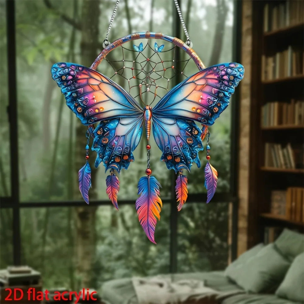 1PCS Acrylic Dream pendant Catcher Hanging Ornament Waterproof Design Home Decor Butterfly Hummingbird Art Gift Idea Decoration Oasis Select