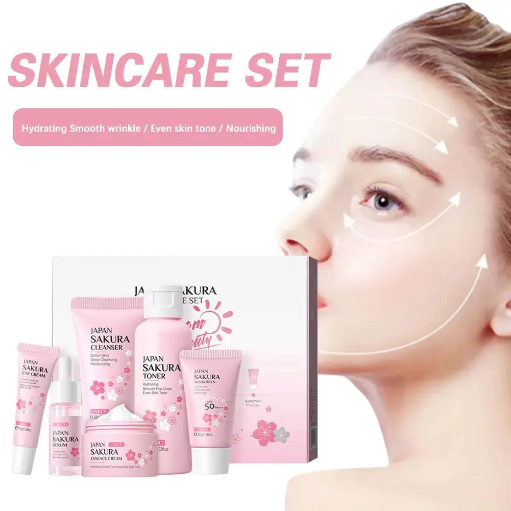 Eelhoe Sakura 6-Piece Skincare Set – Cleanser, Serum & Eye Cream Skincare Gift Set Oasis Select