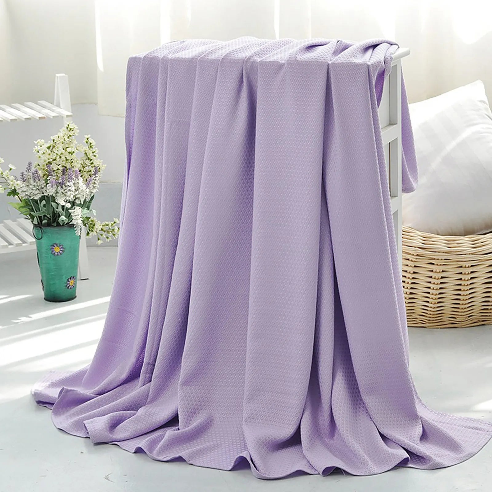 Summer Cooling Blanket Air Conditioning Quilt Skin-friendly Bamboos Fiber Light And Thin Breathable Cooling Quilt For Home Oasis Select Light Purple M