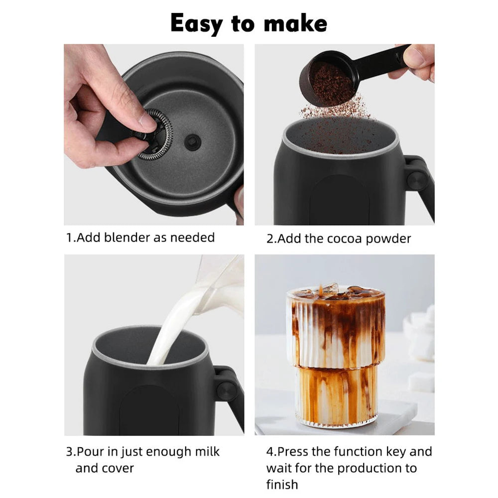 Electric Milk Frother Cooker for Frothing 4-in-1 Milk Steamer with Rotatable Handle Foam Maker for Coffee/Latte/Cappuccino Oasis Select