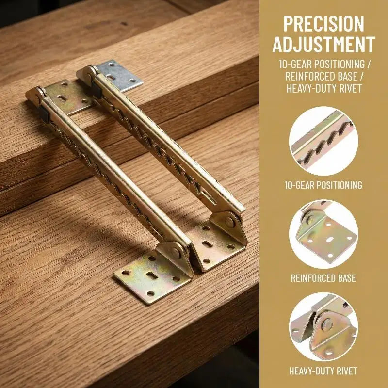 10-Gear Adjustable Angle Hinge Lifting Rod with Bracket – 1 Pair