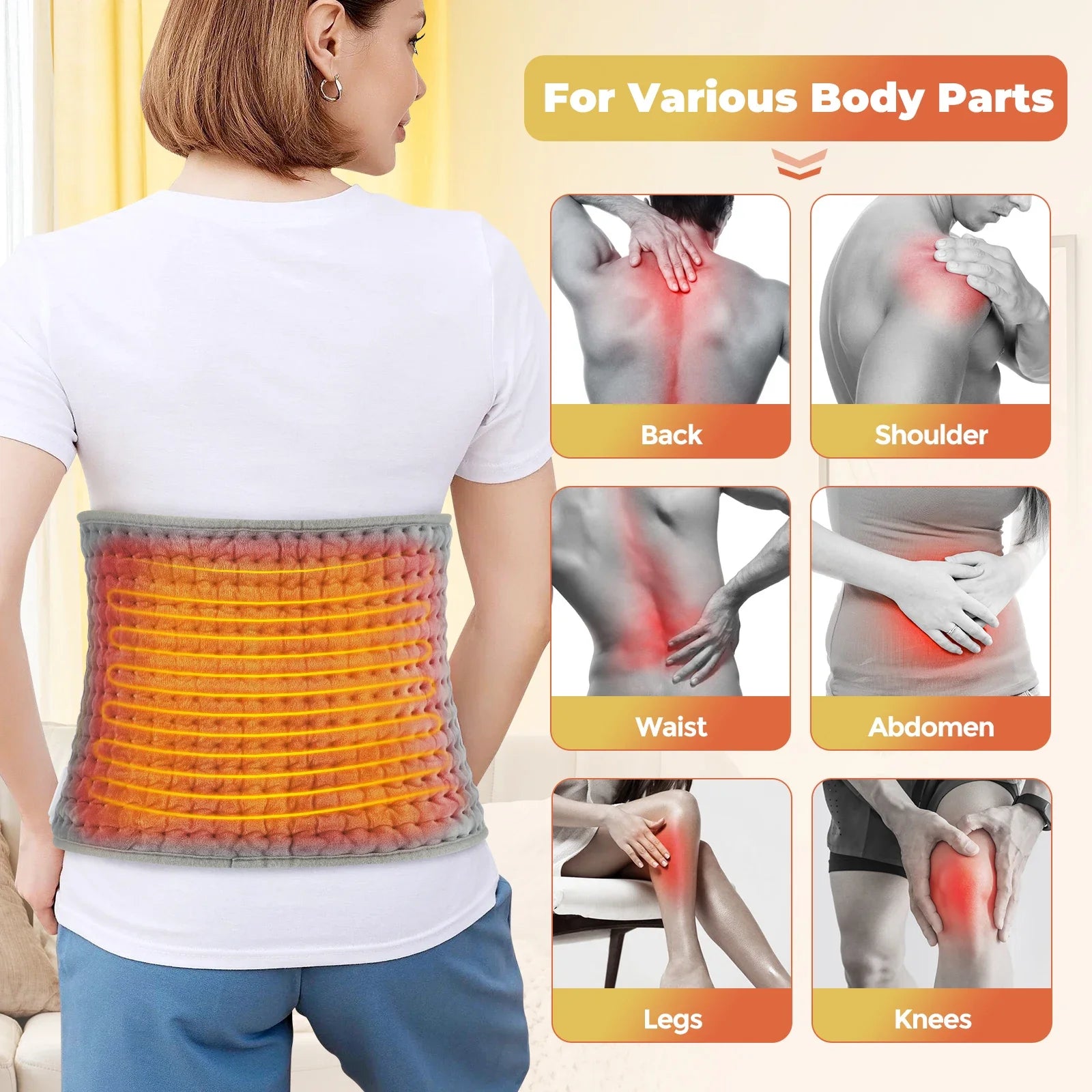 Hailicare Electric Heating Belt – 9 Levels Waist & Back Warmer