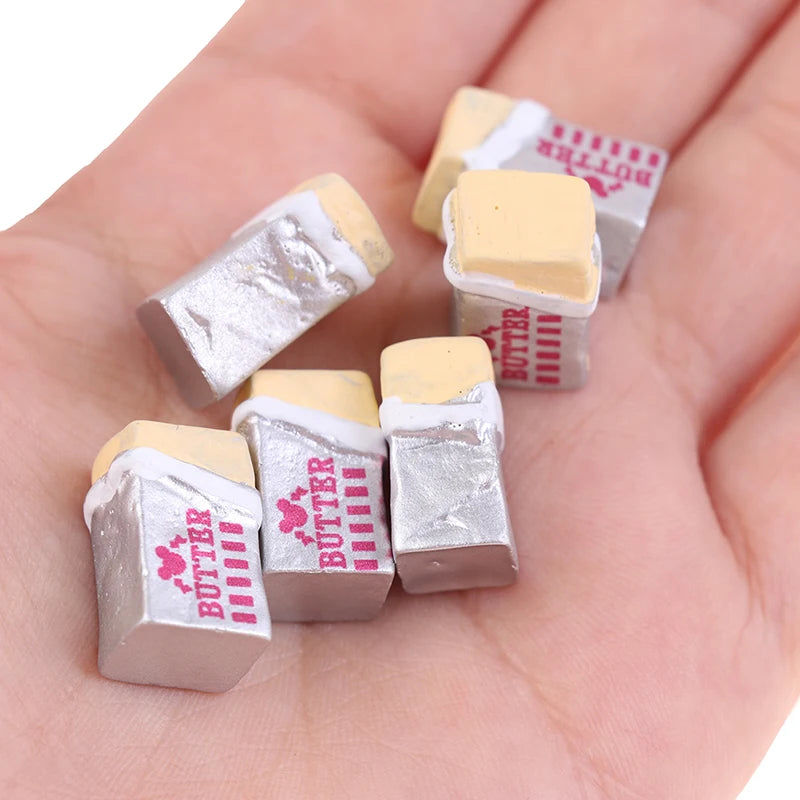 6Pcs Simulation Food Butter Miniature Pretend Play Kitchen Diy Bread Set Toy Breakfast Tableware Doll House Accessories Oasis Select onesize