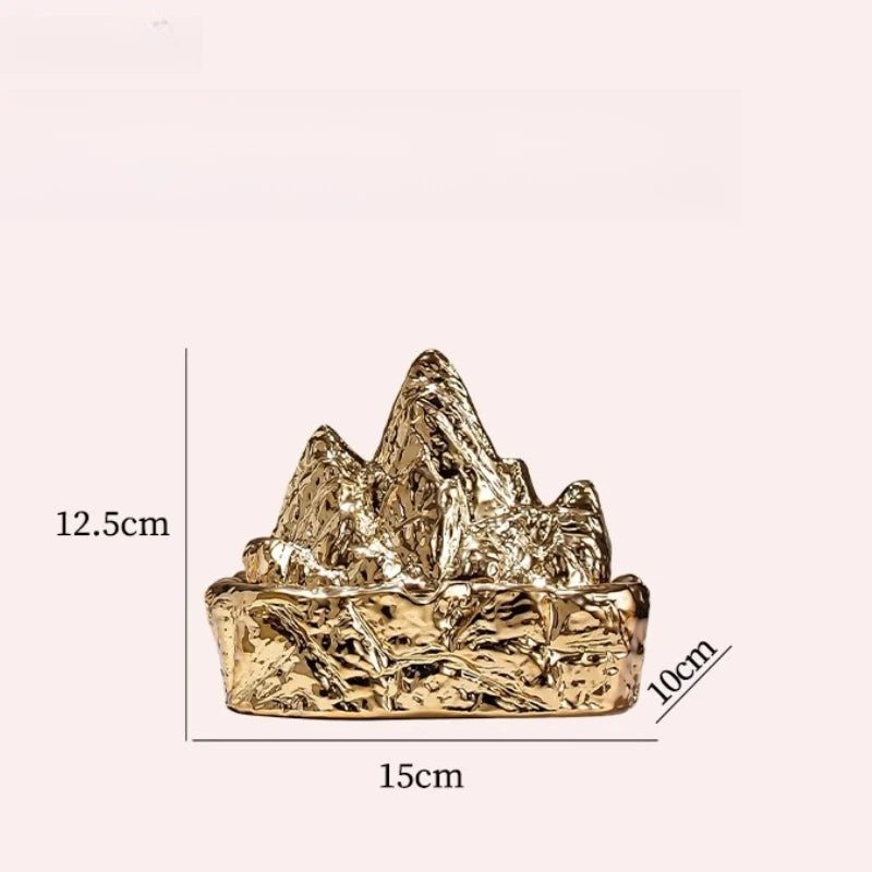 Mid Ancient Style Ceramic Rockery Ashtray Home Office Coffee Table Large Size with Cover Anti Ash Flying Ornament Oasis Select