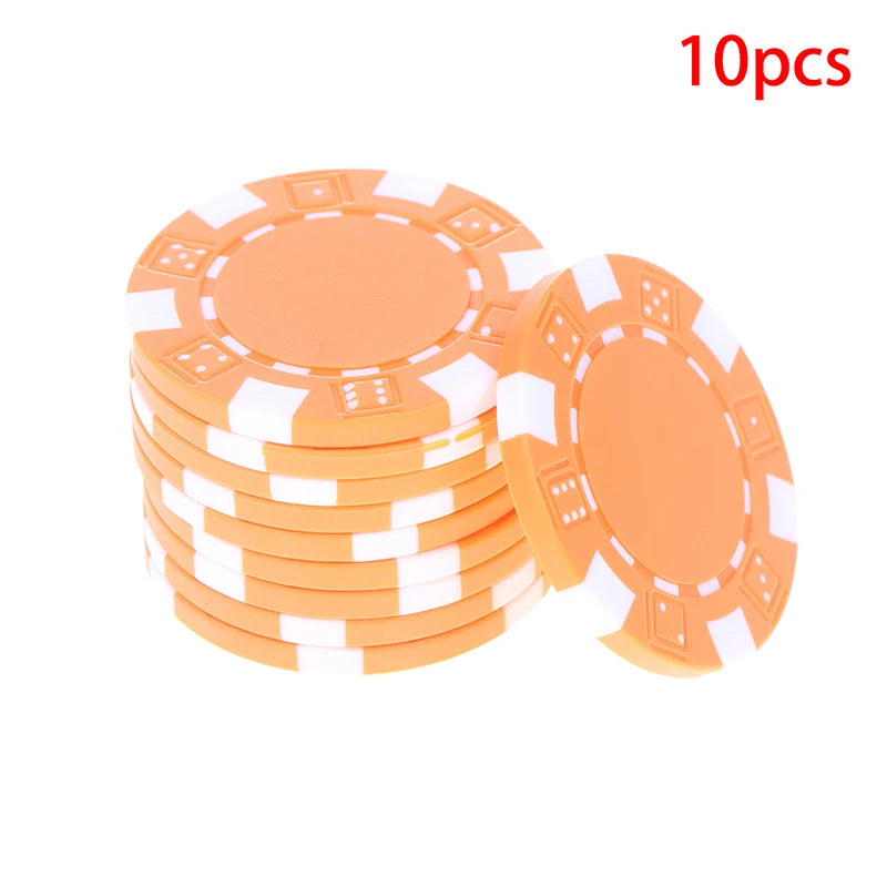 10 Pcs ABS Plastic Casino Texas Hold'em Metal Coins 11.5g Game Chip Set Accessories@#X Oasis Select Orange